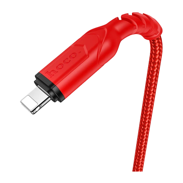 Кабель HOCO X59 USB (m)-Lightning (m) 1.0м 2.4A нейлон красный (1/30/300)