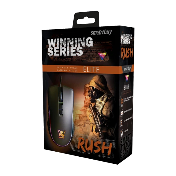 Мышь проводная Smartbuy 719G RUSH Elite игровая USB черный (1/40)