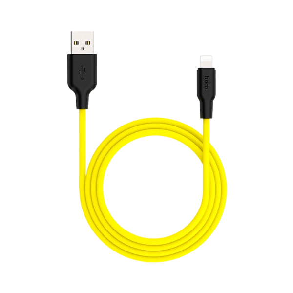 Кабель HOCO X21 Plus USB (m)-Lightning (m) 1.0м 2.4A силикон черный желтый (1/28/168)