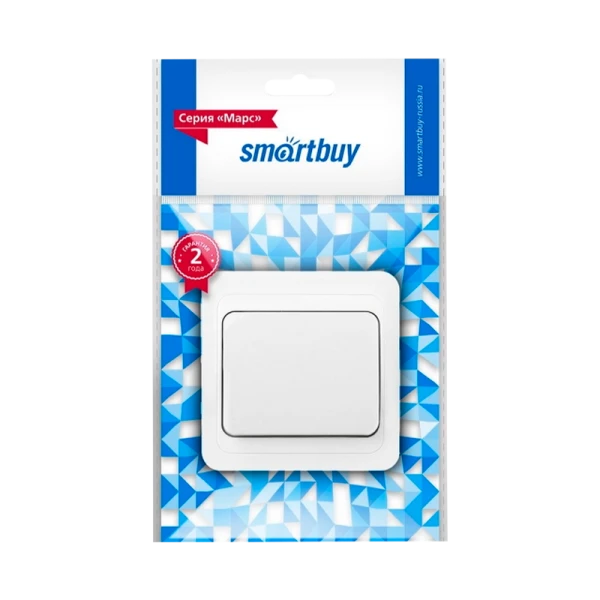 Выключатель Smartbuy 1-клавишный 10А белый "Марс" (SBE-02w-10-SW1-0)