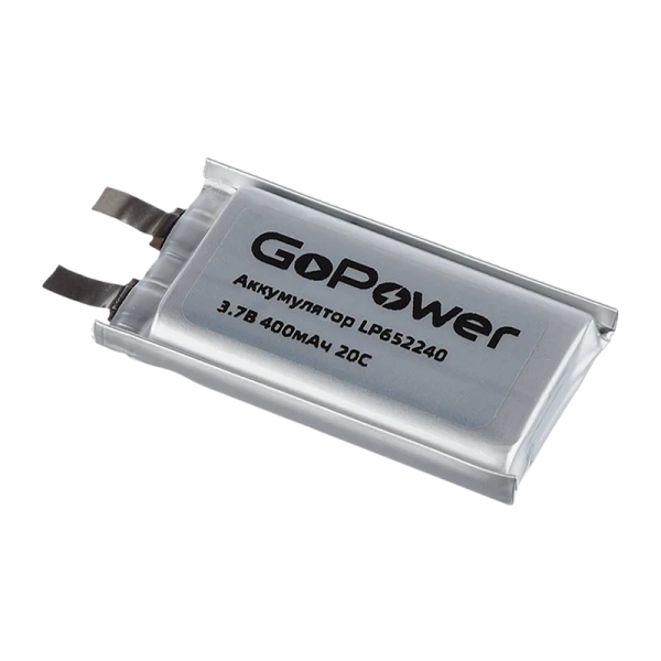 Аккумулятор Li-Pol GoPower LP652240 PK1 3.7V 400mAh с защитой (1/10/250)