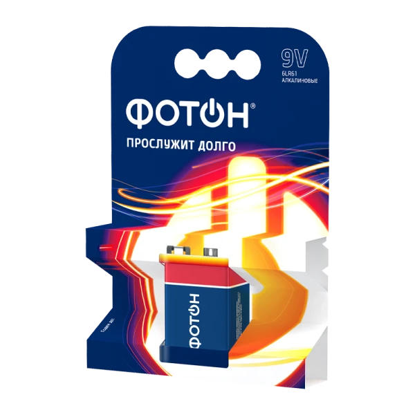 *Батарейка Фотон Крона 6LR61 BL1 Alkaline 9V (1/10/60) 