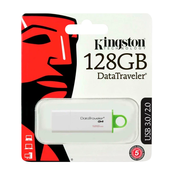 Флеш-накопитель Kingston DataTraveler G4 128GB USB3.0 пластик белый зеленый