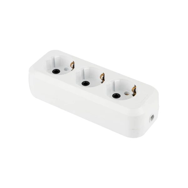 Колодка Toker 3R 3гн с/з белый индивидуальная упаковка (1/50)