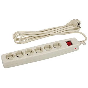 Сетевой фильтр ЭРА SF 6р.С/З 10A со шторкой 2.0м бежевый (1/20)