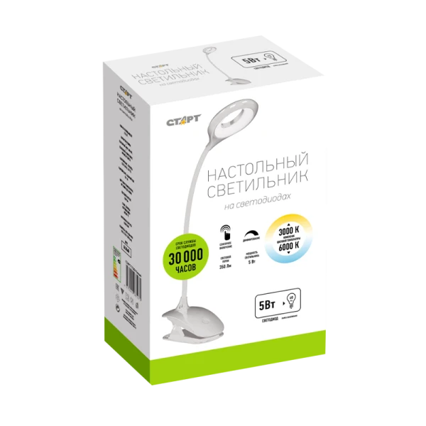 Светильник настольный Старт CT204 220-240V на основании белый
