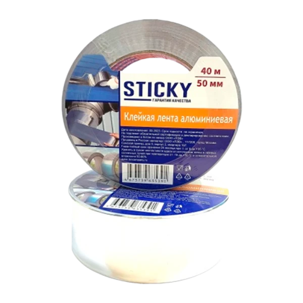 Клейкая лента STICKY 50мм*25м алюминий акрил 50мкм (1/36)