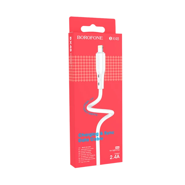 Кабель Borofone BX48 USB (m)-Lightning (m) 1.0м 2.4A ПВХ белый (1/360)