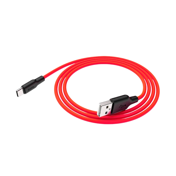 Кабель HOCO X21 Plus USB (m)-Type-C (m) 1.0м 3.0A силикон черный красный (1/28/168)