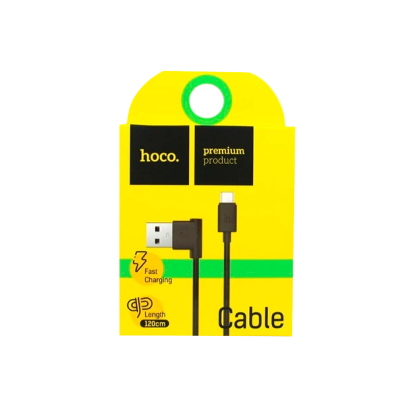 Кабель HOCO UPM10 USB (m)-microUSB (m) 1.2м 2.4A силикон угловой черный (1/50/500)