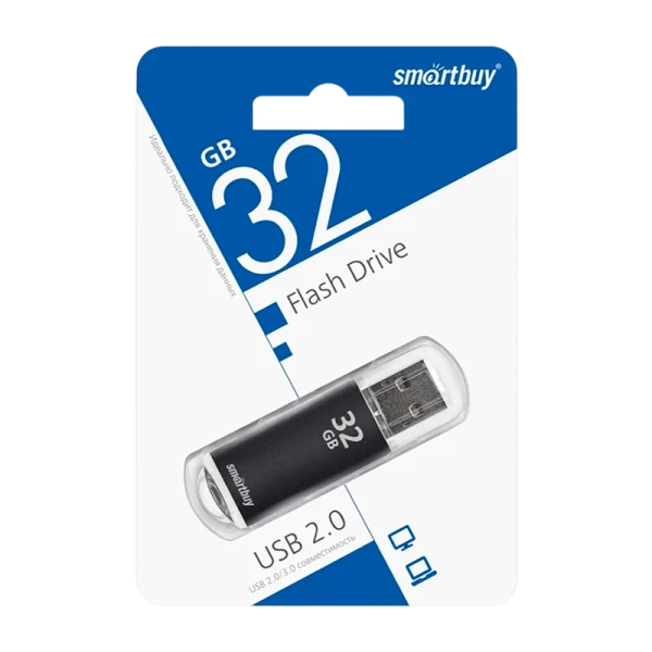 Флеш-накопитель Smartbuy V-Cut 32GB USB2.0 пластик черный