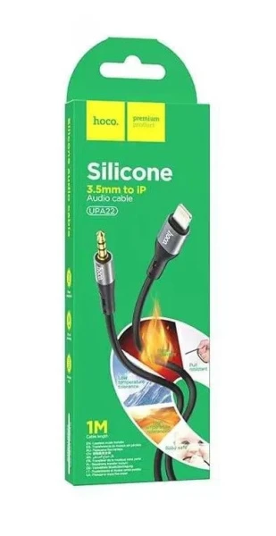 Кабель AUX HOCO UPA22 Jack 3.5mm (m)-Lightning (m) 1.0м силикон черный (1/31/310)