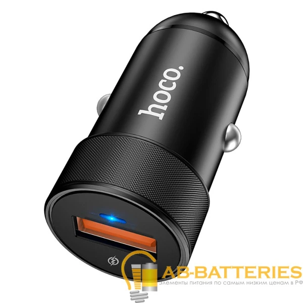 Автомобильное З/У HOCO Z32A 1USB 3.0A 18W QC3.0 черный (1/14/140)
