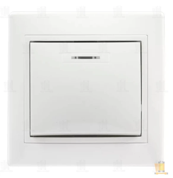 Выключатель Smartbuy 1-клавишный с индикатором 10А белый, керамика "Венера"