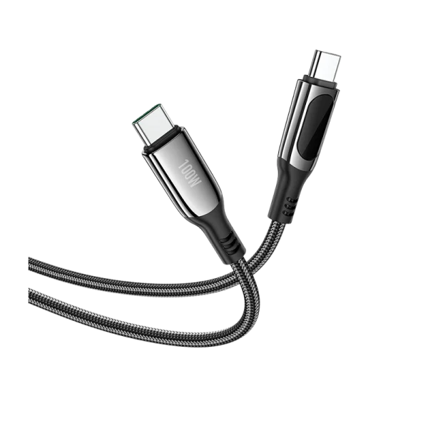Кабель HOCO S51 Type-C (m)-Type-C (m) 1.2м 3.0A 100W нейлон черный (1/16/160)