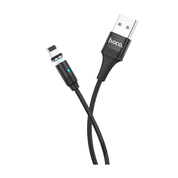 Кабель HOCO U76 USB (m)-Lightning (m) 1.2м 2.4A нейлон магнит черный (1/22/220)
