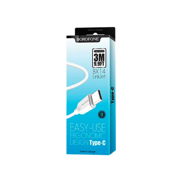 Кабель Borofone BX14 USB (m)-Type-C (m) 1.0м 2.0A ПВХ белый (1/360)