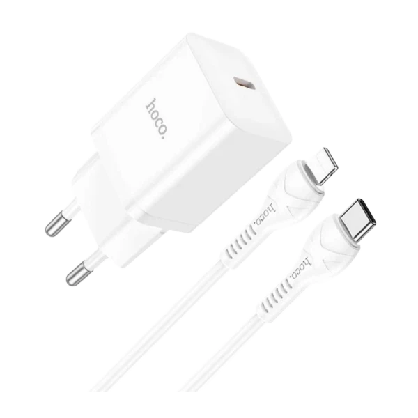 Сетевое З/У HOCO N27 Type-C 20W с кабелем Type-C-Lightning белый (1/13/130)