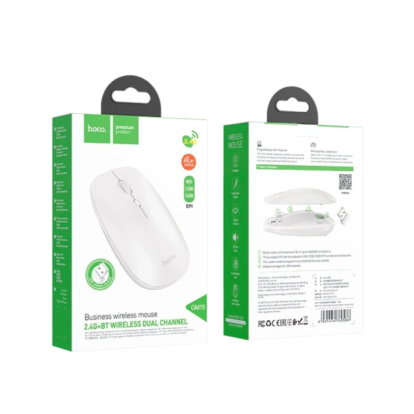 Мышь беспроводная HOCO GM15 классическая USB белый (1/11/110)