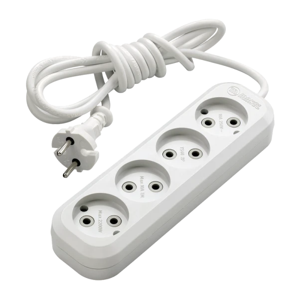 Удлинитель Makel 4р.Б/З 10A 2.0м 2x0.75мм² IP20 белый MGP142 (1/12)