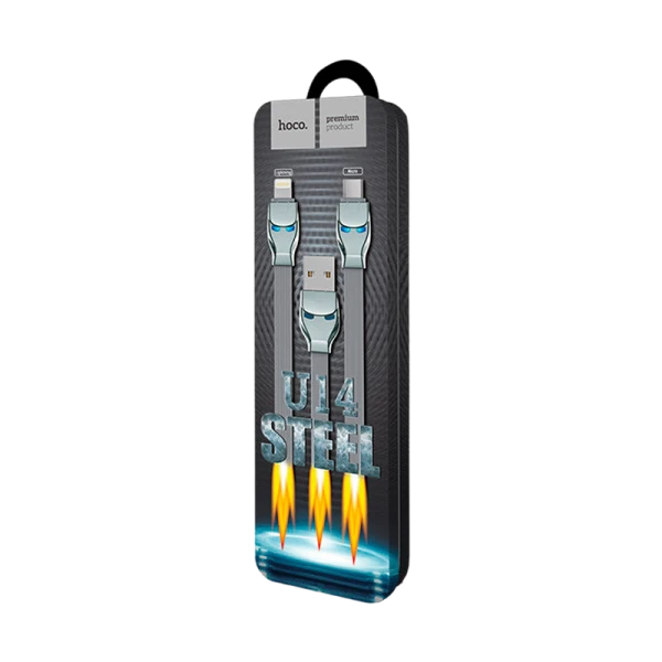 Кабель HOCO U14 USB (m)-microUSB (m) 1.2м 2.4A силикон серый (1/50/300)