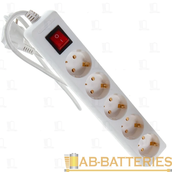 Удлинитель Volsten 5р.С/З 16A 1.5м с выкл. ПВС 3x1мм² белый