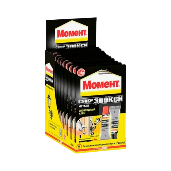 Клей Момент СУПЕР ЭПОКСИ эпоксидный 12мл двухкомпонентный BOX10 шоу-бокс серый (10/40)
