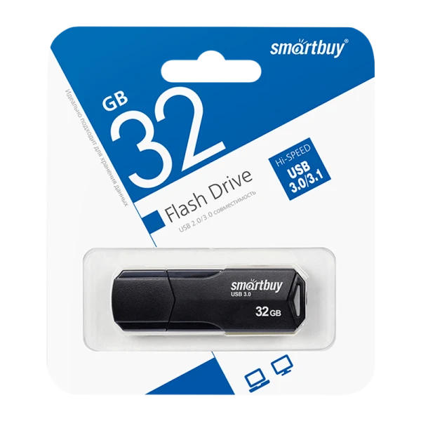 Флеш-накопитель Smartbuy Clue 32GB USB3.1 пластик черный