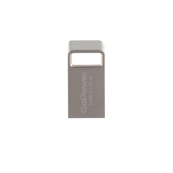 Флеш-накопитель GoPower MINI 32GB USB2.0 металл серебряный (1/50/1000)