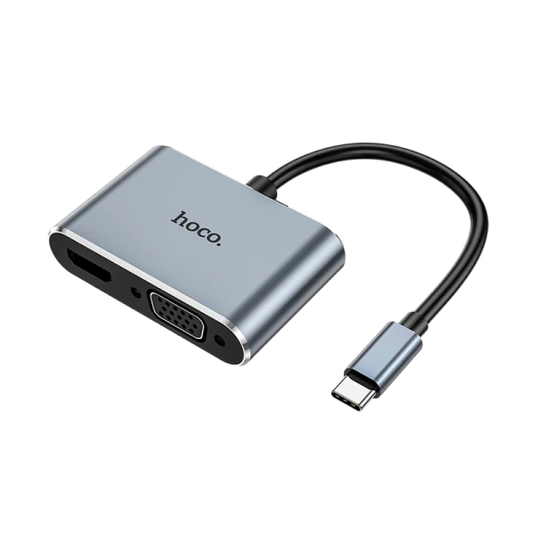 USB-Хаб HOCO HB30 1USB/Type-C/HDMI/VGA Type-C (m) USB3.0 серый (1/18/180)