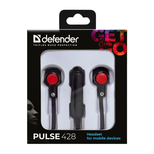 Наушники внутриканальные Defender 428 Pulse с микр. черный (1/160)