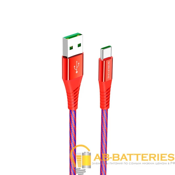 Кабель Borofone BU13 USB (m)-Type-C (m) 1.0м 5.0A нейлон красный (1/36/144)