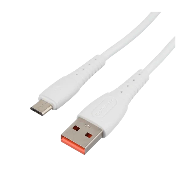 Кабель GoPower GP07M USB (m)-microUSB (m) 1.0м 2.4A силикон белый (1/200/800)