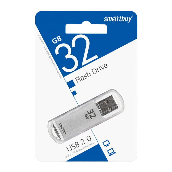 Флеш-накопитель Smartbuy V-Cut 32GB USB2.0 пластик серебряный