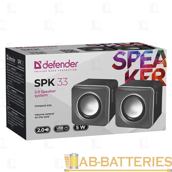 Колонки 2.0 Defender SPK 33 5W Jack 3.5mm серый (1/50)