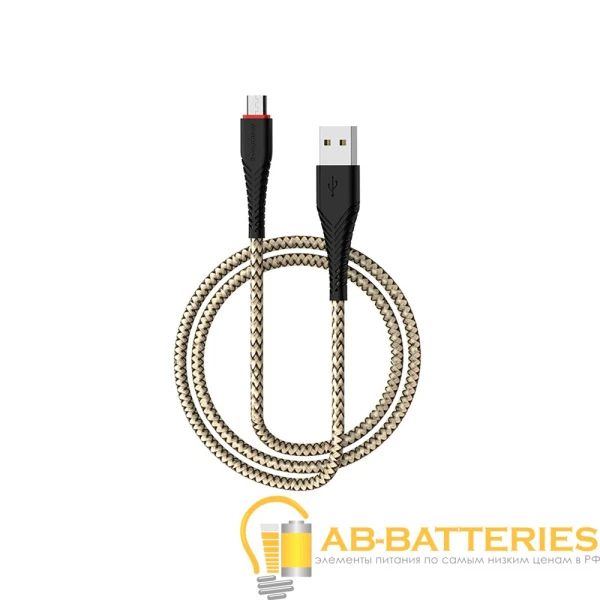 Кабель Borofone BX25 USB (m)-microUSB (m) 1.0м 2.4A нейлон черный (1/360)