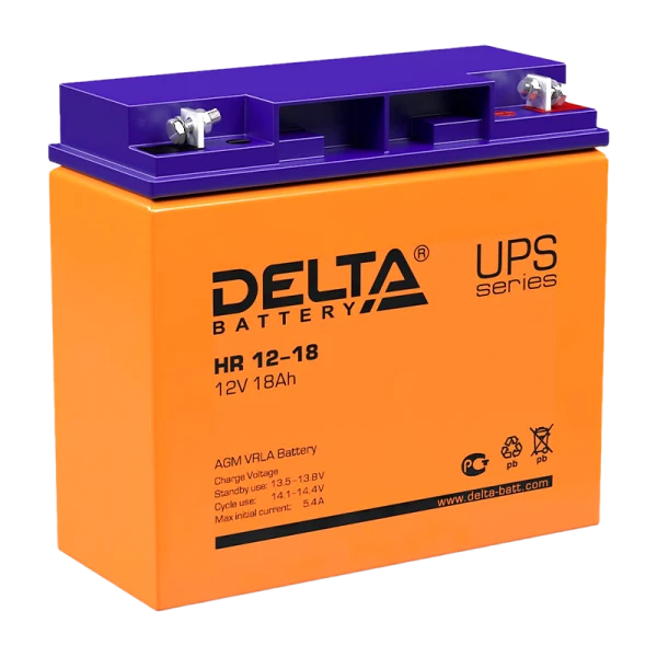 Аккумулятор свинцово-кислотный Delta HR 12-18 12V 18Ah (1/2)
