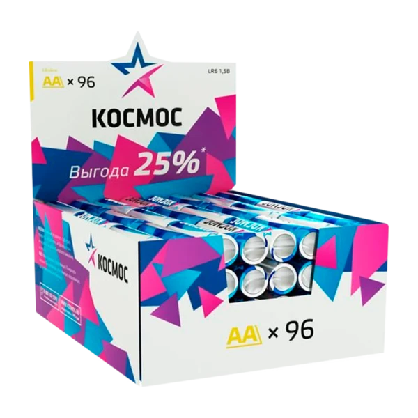 *Батарейка Космос LR6 AA Shrink 4 Alkaline 1.5V (96/384) 