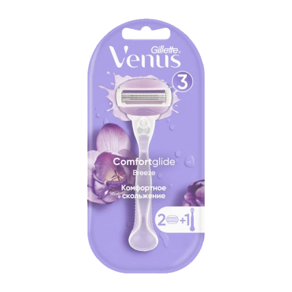 Бритва Gillette VENUS Breeze 3 лезвия 2 кассеты прорезиненная ручка плавающая головка (1/6/36)