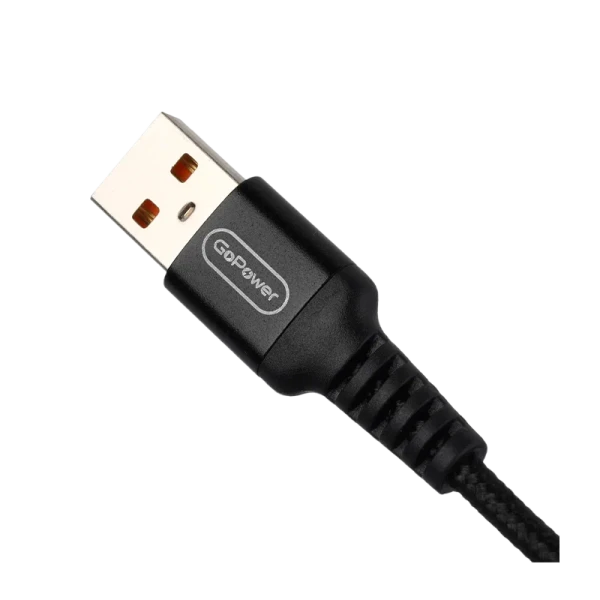 Кабель GoPower GP02L USB (m)-Lightning (m) 1.0м 2.4A нейлон черный (1/200/800)