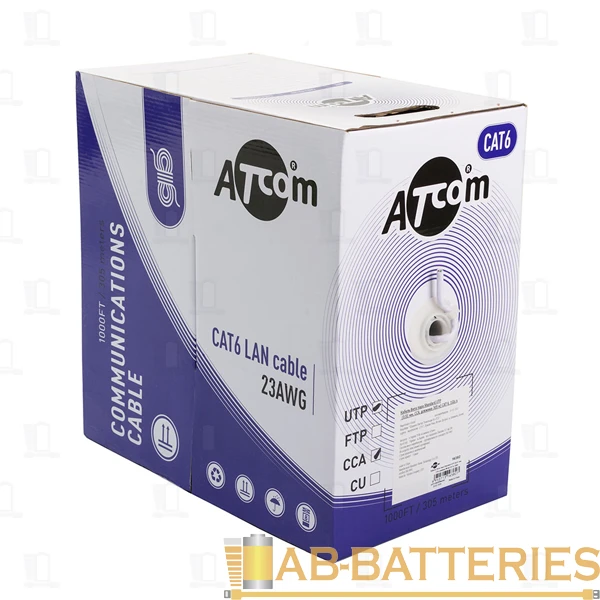 Витая пара Atcom AT4377 UTP CU 305.0м кат.6 серый (1/2)