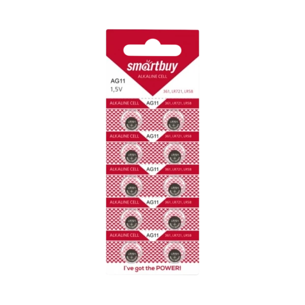 Батарейка Smartbuy G11/LR721/LR58/362A/162 BL10 Alkaline 1.5V (10/200/2000)