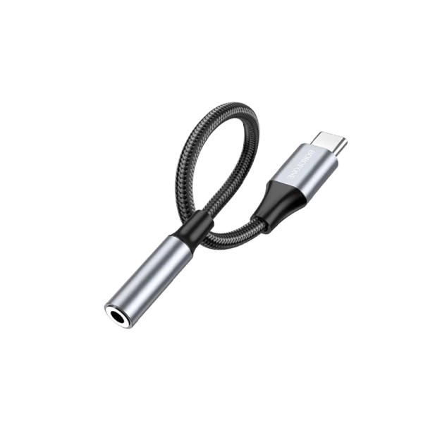 Переходник AUX Borofone BV16 Jack 3.5mm (f)-Type-C (m) 0.1м нейлон черный (1/70/280)