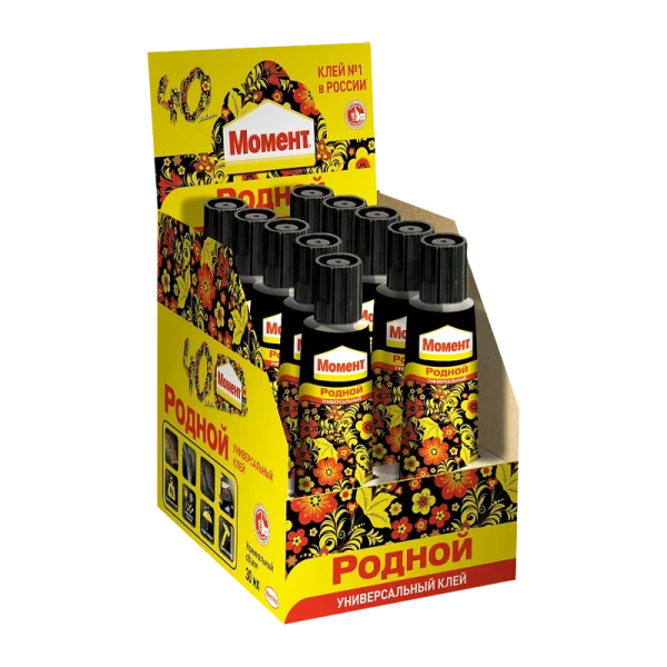 Клей Момент РОДНОЙ контактный 50мл BOX8 шоу-бокс (8/96/3072)