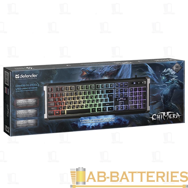 Клавиатура проводная Defender GK-280DL Chimera игровая USB 1.5м черный (1/20)