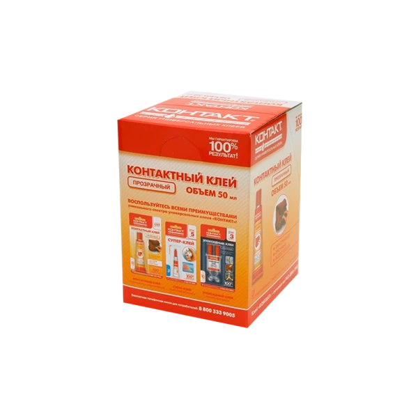 Клей Контакт 50мл универсальный BOX8 шоу-бокс прозрачный (8/96)