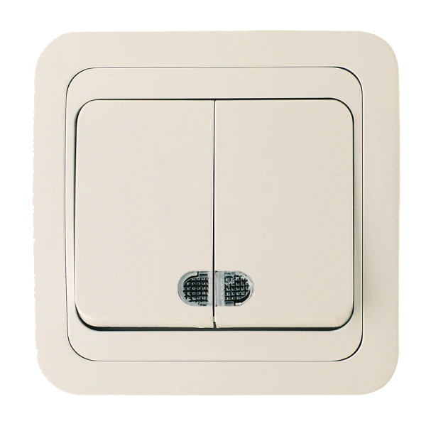 Выключатель Makel Light Mimoza 2-клав.10A пластик кремовый 25023 (1/12)