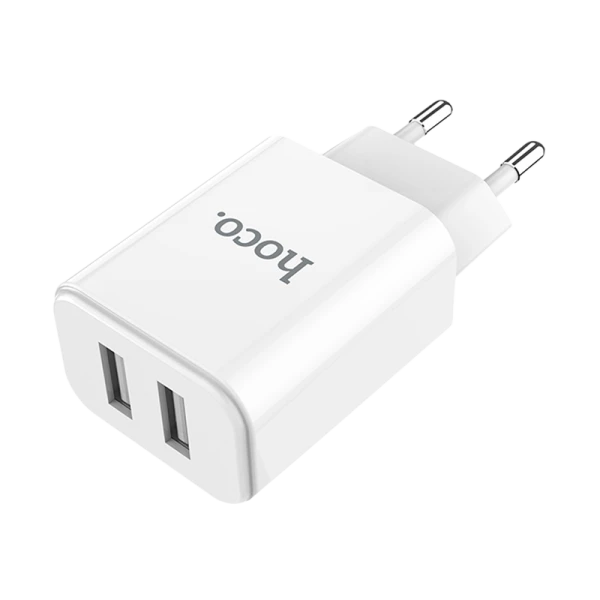 Сетевое З/У HOCO C62A 2USB 2.1A умная зарядка (IC) белый (1/21/126)