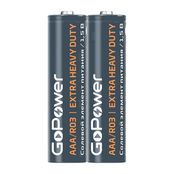 Батарейка GoPower R03 AAA Shrink 2 Heavy Duty 1.5V (2/60/1200)