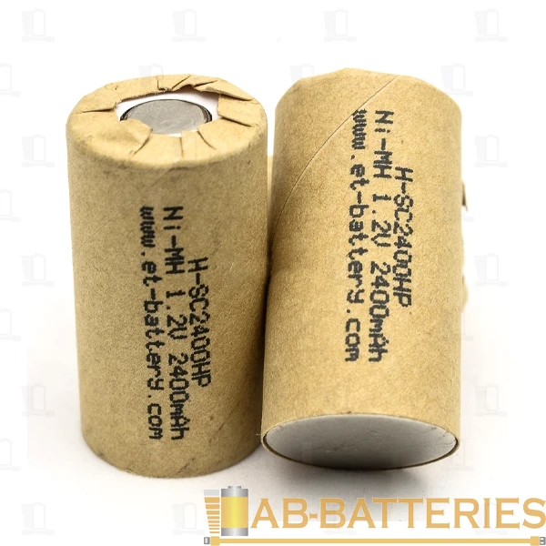 Аккумулятор ET H-SC2400HP 23.0*43.0, 1.2В, 2400мАч, Ni-MH в картоне, с повышенной токоотдачей